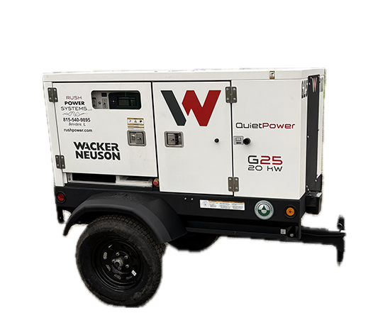 Side view of a 25KW towable generator